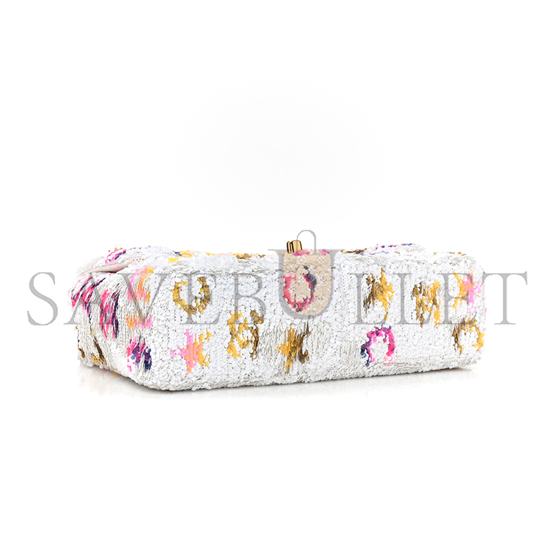 Ch*el master sequin small single flap white multicolor as4561 (21*14*8cm)